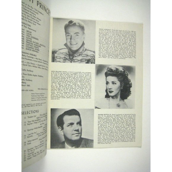 Student Prince Paper Mill Playhouse Theatre Program 1948 NJ Clarence Nordstrom - Picture 3 of 10